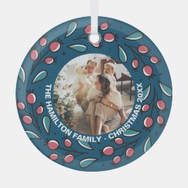 Kerstmis - persoonlijk Lijst met Wreatfoto's Glas Ornament