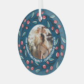 Kerstmis - persoonlijk Lijst met Wreatfoto's Glas Ornament (Voorkant links)