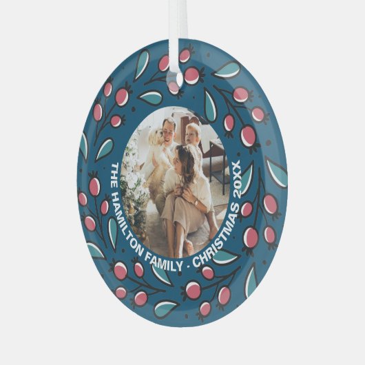 Kerstmis - persoonlijk Lijst met Wreatfoto's Glas Ornament (Voorkant links)