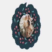 Kerstmis - persoonlijk Lijst met Wreatfoto's Ornament Kaart (Rechts)