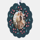 Kerstmis - persoonlijk Lijst met Wreatfoto's Ornament Kaart (Links)