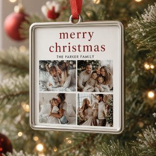 Kerstmis Persoonlijke Familie 4 Foto  Keramisch Ornament