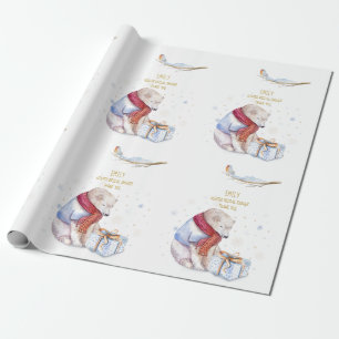 Kerstmis Persoonlijke Wonderland Beer Robin Cadeaupapier