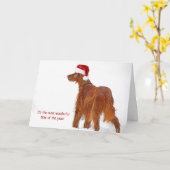 Kerstmis pet op Irish Setter in sneeuwvlokken Kaart (Gele Bloem)