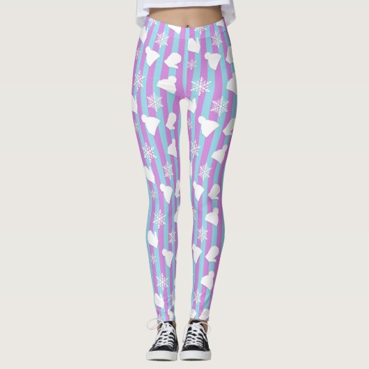 Kerstmis, Pet van de winter, witte sneeuwvlokken Leggings (Voorkant)