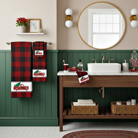 Kerstmis pick-up en boom Bad Handdoek Set