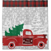 Kerstmis pick-up en boom Douchegordijn (Voorkant)