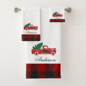 Kerstmis pick-up en kerstboom gepersonaliseerd bad handdoek (Insitu)