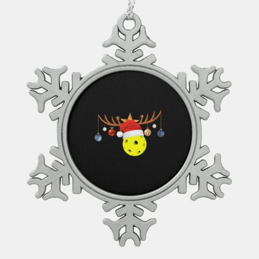 Kerstmis Pickleball 0 Tin Sneeuwvlok Ornament (Voorkant)