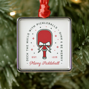 Kerstmis pickleball grappige citaten feest estheti metalen ornament
