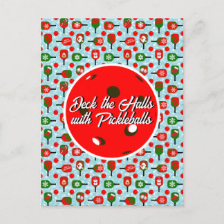 Kerstmis Pickleball Red Green Blue Snowflakes Briefkaart