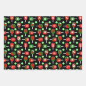 Kerstmis Pickleball Red Green Blue Snowflakes Inpakpapier Vel (Voorkant 3)