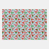 Kerstmis Pickleball Red Green Blue Snowflakes Inpakpapier Vel (Voorkant)