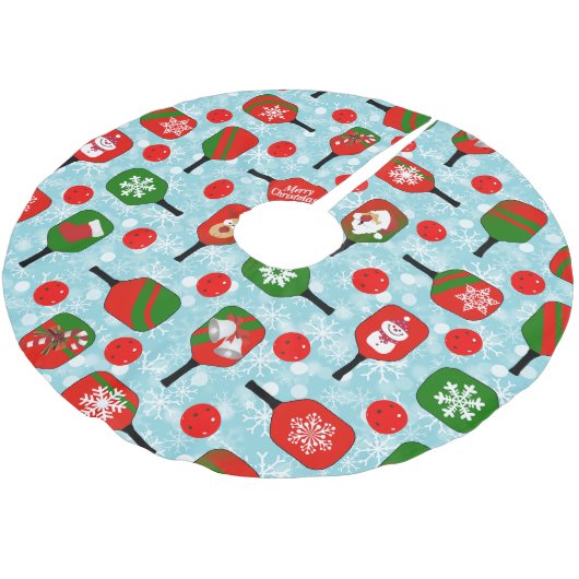 Kerstmis Pickleball Red Green Blue Snowflakes Kerstboom Rok (Gekanteld)