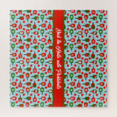 Kerstmis Pickleball Red Green Blue Snowflakes Legpuzzel (Horizontaal)