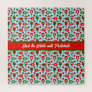 Kerstmis Pickleball Red Green Blue Snowflakes Legpuzzel