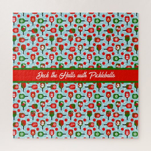 Kerstmis Pickleball Red Green Blue Snowflakes Legpuzzel (Verticaal)
