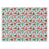 Kerstmis Pickleball Red Green Blue Snowflakes Tafelkleed (Voorkant (Horizontaal))