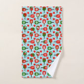 Kerstmis Pickleball Red Green Snowflakes Blue Bad Handdoek (Handdoek)