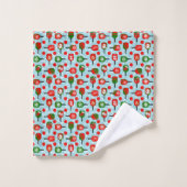Kerstmis Pickleball Red Green Snowflakes Blue Bad Handdoek (Wasdoekje)