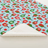 Kerstmis Pickleball Red Green Snowflakes Blue Sherpa Deken (3/4)