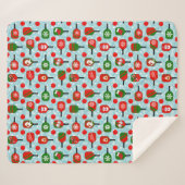 Kerstmis Pickleball Red Green Snowflakes Blue Sherpa Deken (Voorkant (horizontaal))