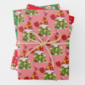 Kerstmis Pickleball | Retro feestelijke kabouters Inpakpapier Vel (In situ)