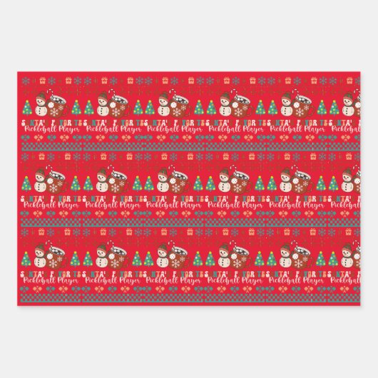 Kerstmis Pickleball | Retro Hot Coco Lelijke trui Inpakpapier Vel (Voorkant 3)