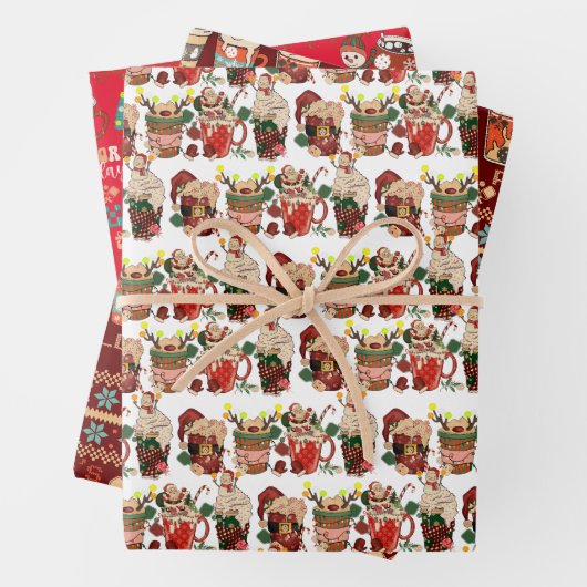 Kerstmis Pickleball | Retro Hot Coco Lelijke trui Inpakpapier Vel (In situ)