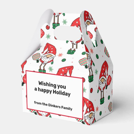 Kerstmis pickleball Santa gable Bedankdoosjes (Achterkant)