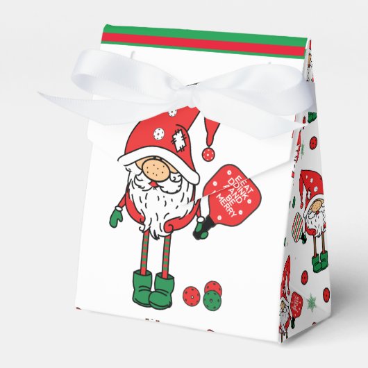 Kerstmis pickleball Santa tent Favor Box Bedankdoosjes (Voorkant Zijde)