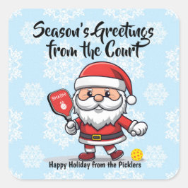 Kerstmis pickleball Santa Vierkante Sticker