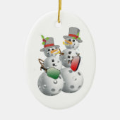 Kerstmis Pickleball Snowmen Keramisch Ornament (Voorkant)