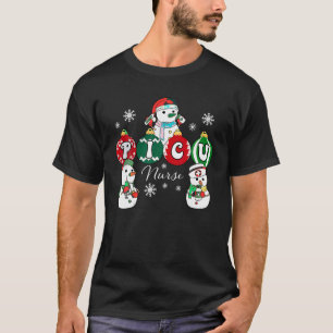 Kerstmis PICU Verpleegster Snowman Pediatrische IC T-shirt