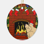 Kerstmis-pig Keramisch Ornament (Links)