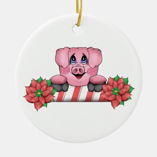 Kerstmis-pig Keramisch Ornament (Voorkant)