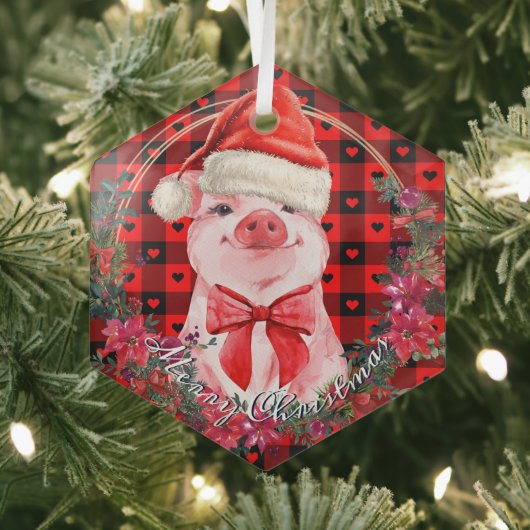 Kerstmis Piglet Wreater Buffalo Play Glas Ornament (Insitu)