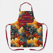 Kerstmis - Pijnboomtakken, rode bessen, pinecones Schort (Voorkant)