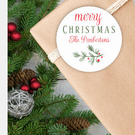 Kerstmis Pine Foliage Holiday Ronde Sticker