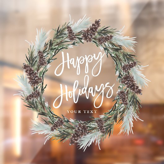 Kerstmis Pinecone Wreath Prettige feestdagen Raamsticker (Vel 2)