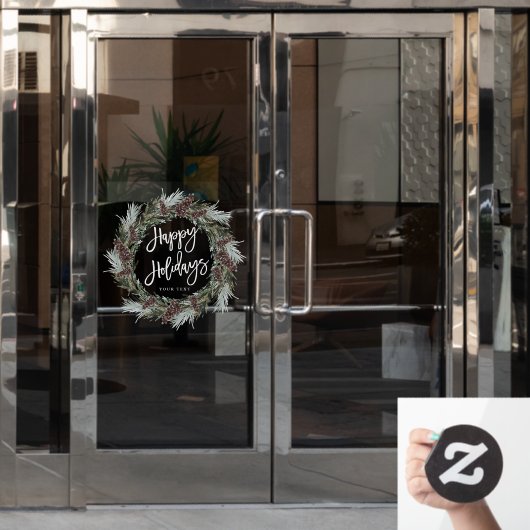 Kerstmis Pinecone Wreath Prettige feestdagen Raamsticker (Kantoordeur)