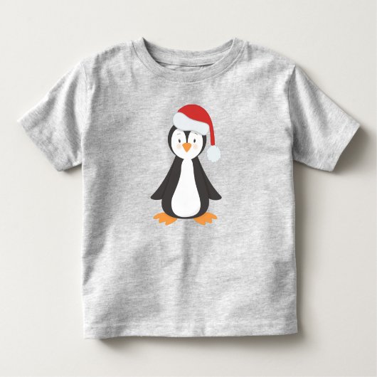 Kerstmis Pinguïn, Baby Pinguïn, Santa Hoed Kinder Shirts (Voorkant)