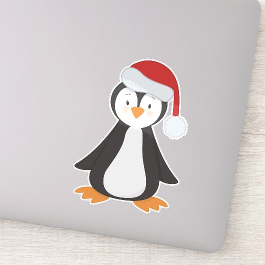 Kerstmis Pinguïn, Baby Pinguïn, Santa Hoed Sticker (Detail)