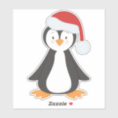 Kerstmis Pinguïn, Baby Pinguïn, Santa Hoed Sticker (Vel)