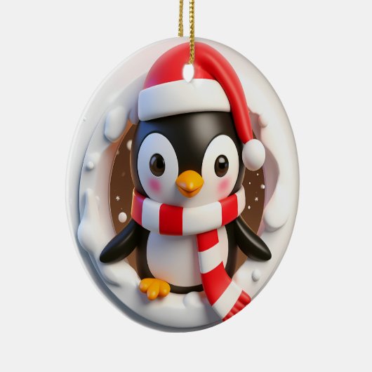 Kerstmis pinguïn barst uit keramisch ornament (Rechts)