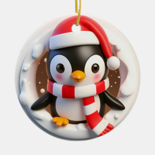Kerstmis pinguïn barst uit keramisch ornament