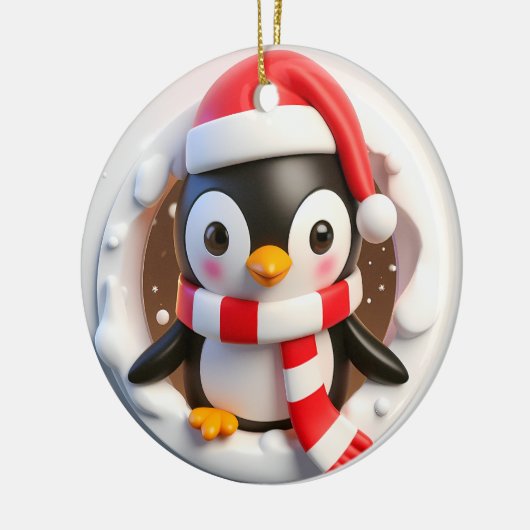 Kerstmis pinguïn barst uit keramisch ornament (Links)