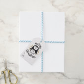 Kerstmis Pinguïn Cartoon Tekst Sjabloon Cadeaulabel (Met Touw)