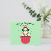 Kerstmis Pinguïn Cupcake Ansichtkaart Briefkaart (Staand voorkant)
