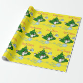 Kerstmis Pinguïn Gele Inpakpapier (Uitgerold)